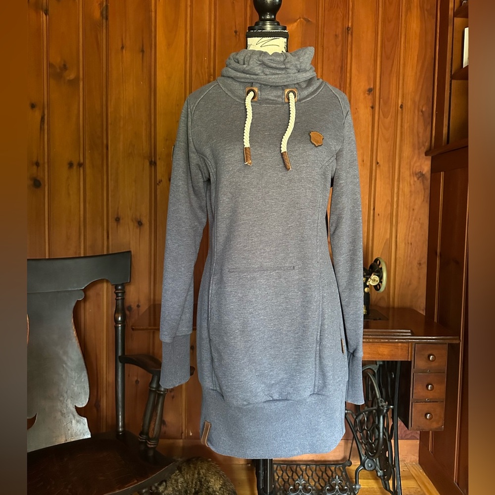 Large Blue/Gray Naketano Tunic Sweatshirt